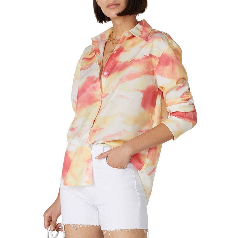 Kourt Rosie Top Pink Tie Dye Long Sleeve‎ Button Down Lightweight size medium